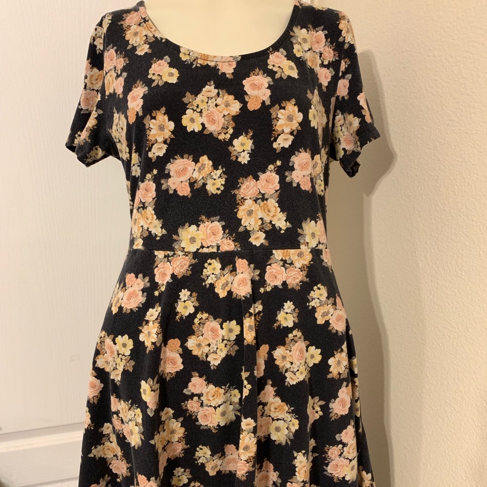 Black and Pink Floral Mini Dress